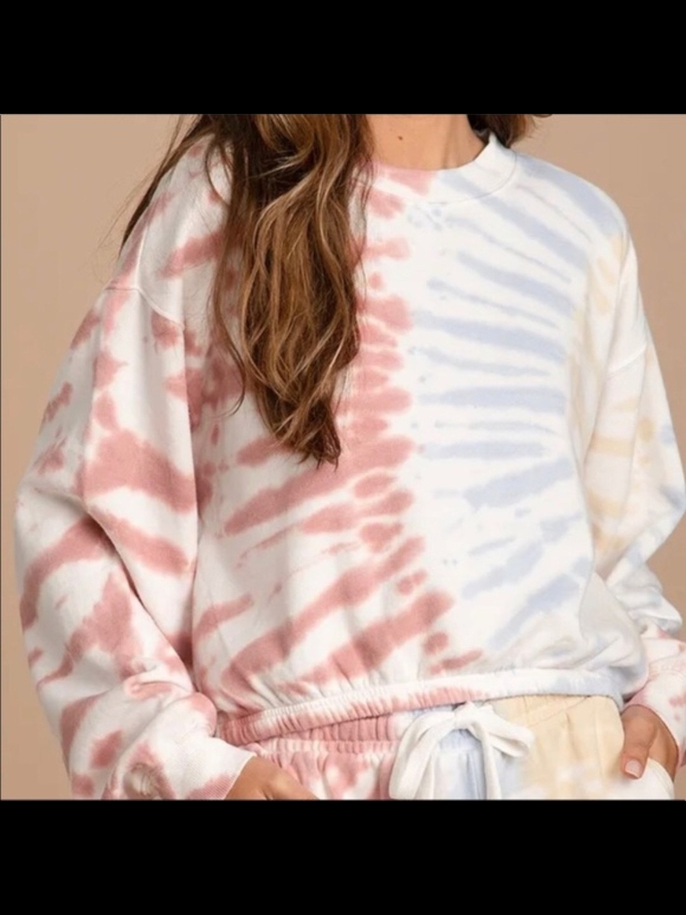 Z Supply Britton Tie Dye Cropped Pullover Sweatshirt Size M